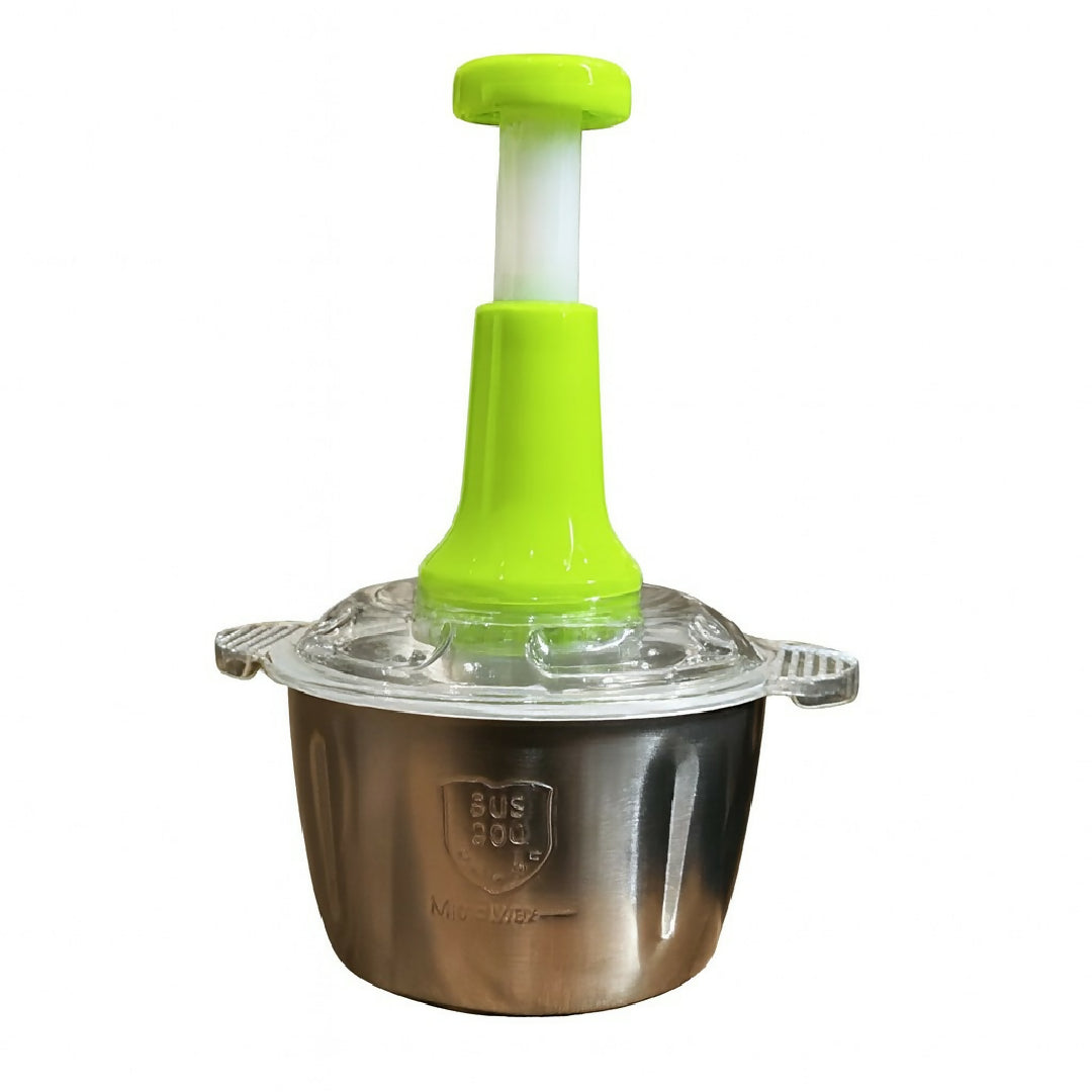 Assorted Stainless Steel Manual Food Chopper 2L - Multi Purpose Vegetable Fruit And Nut Cutter With Hand Push Blades