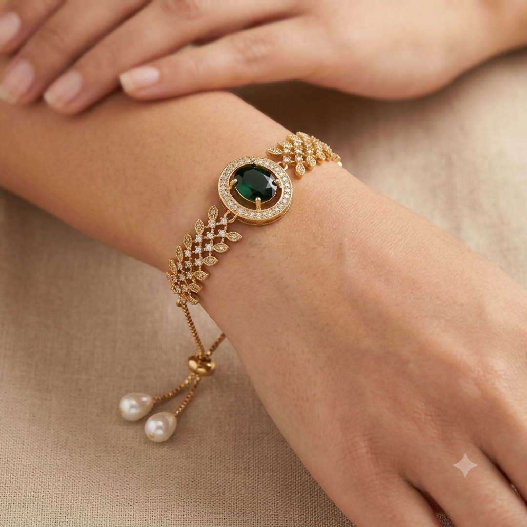 Zircon Heritage Antique Emerald Adjustable Bracelet