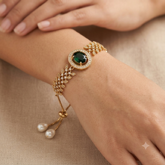 Zircon Heritage Antique Emerald Adjustable Bracelet