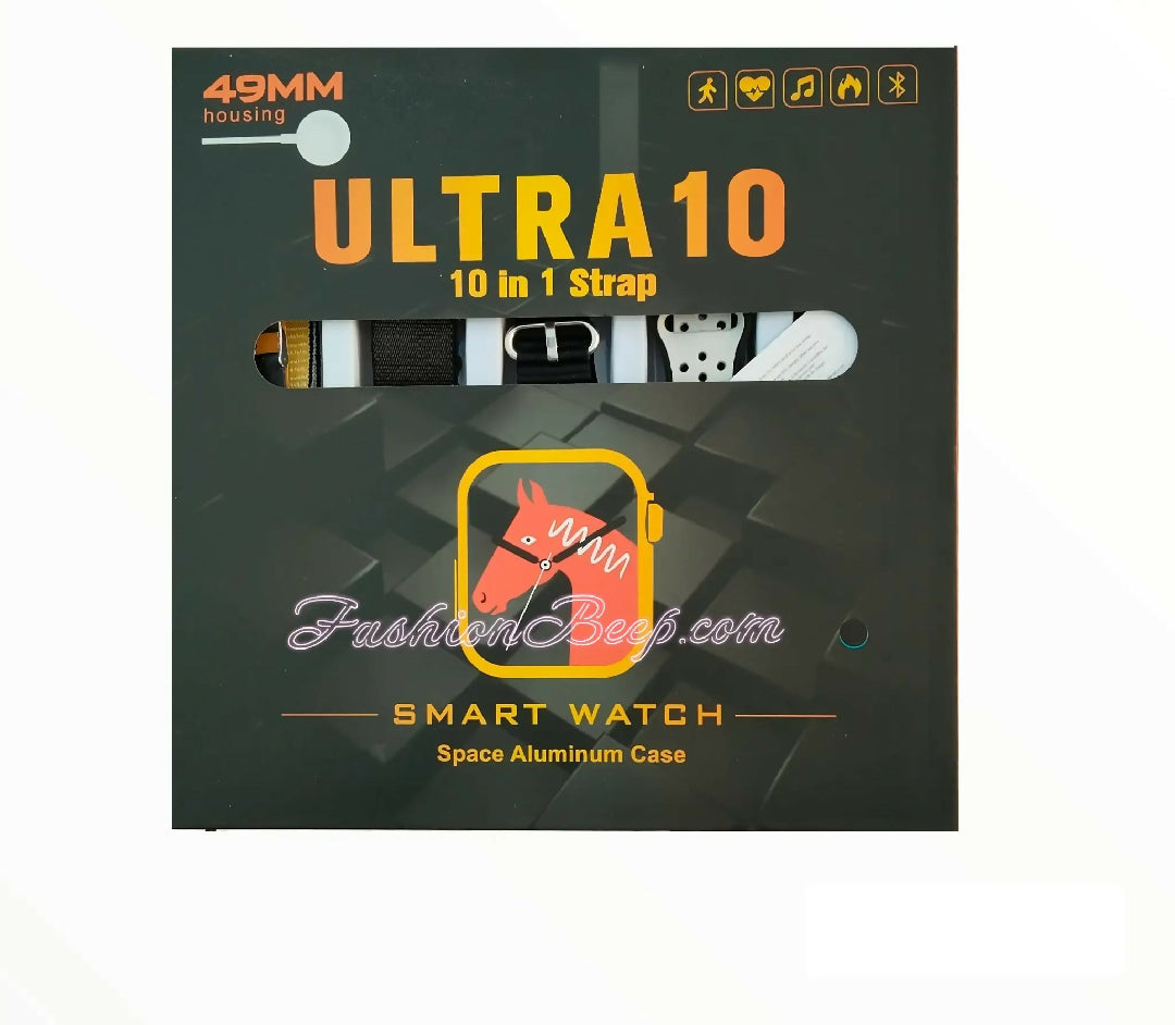 Ultra 10 Smart Watch 10 in 1 Straps Jelly Case BT Calling Super HD Display 49mm Multi color straps wireless charging Random color