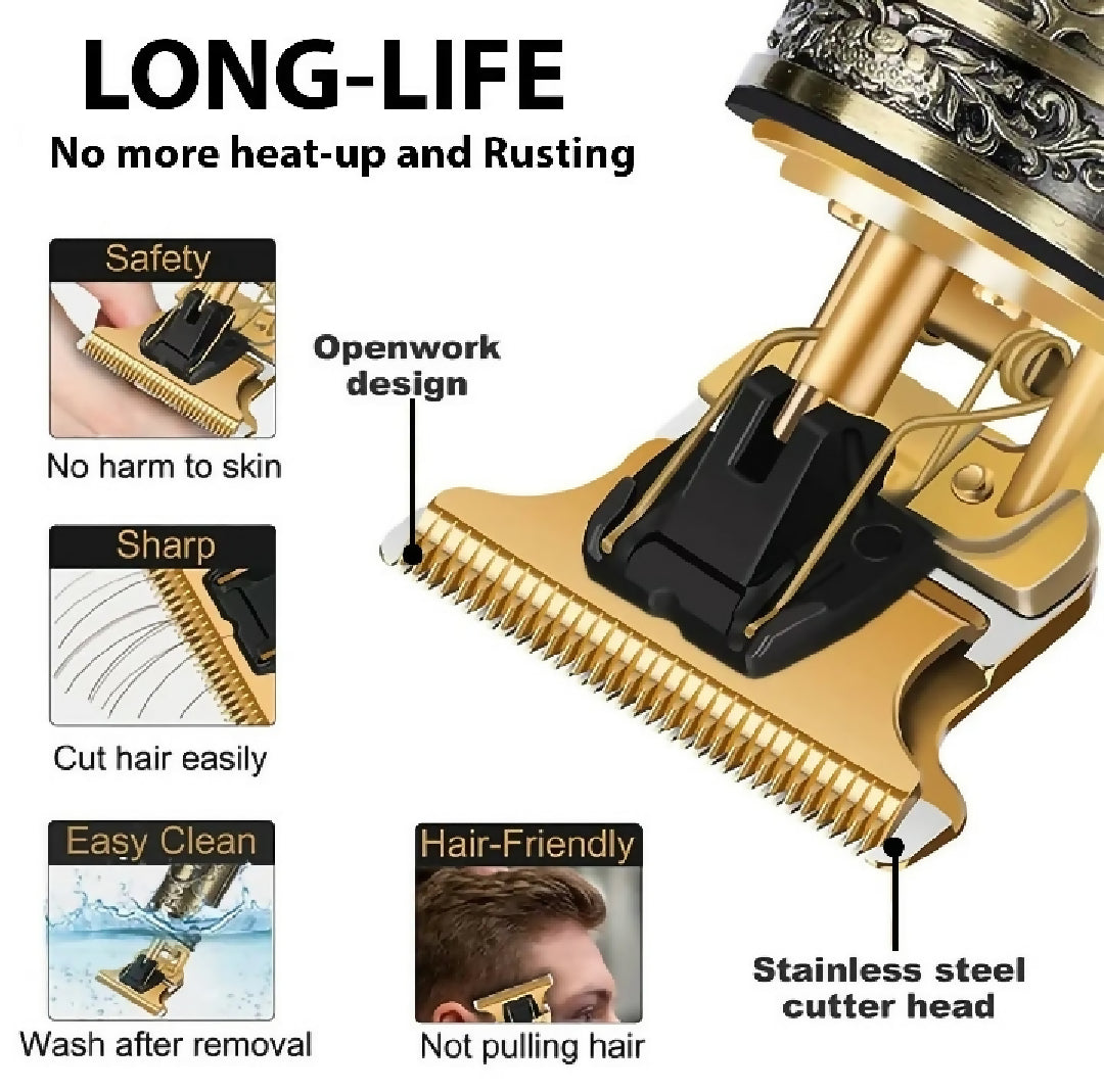 T9 Professional Cordless Hair Beard Trimmer Rechargeable Zero Gap Hair Clipper with Stainless Steel T Blade