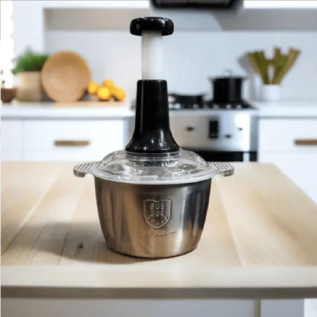 2 0Litre 4 Blades Premium Quality Meat and Vegetable Push Chopper with Stainless Steel Bowl