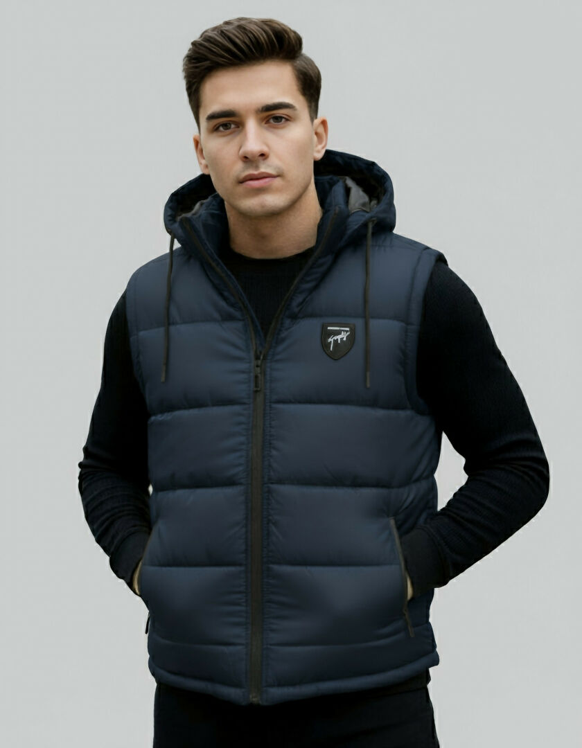 Versatile 2 in 1 Men Puffer Jacket with Detachable Hood