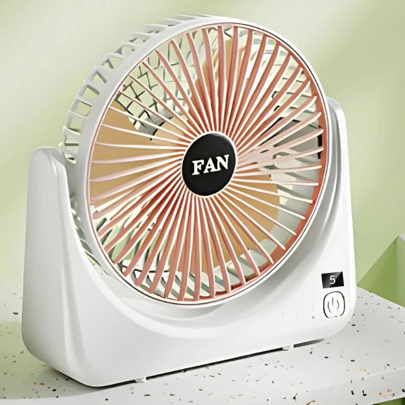 Circular Rechargeable Desktop  Fan | Model QL-01 | 3 Speed Personal Cooling Fan | Quiet Air Circulator for Home, Office & Travel | Random Color