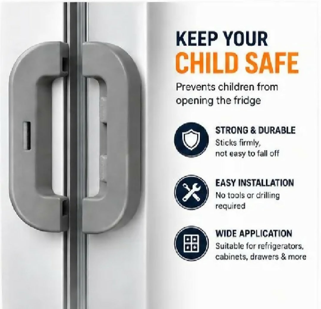 Pack of 2 Refrigerator Safety Lock Child Proof Fridge Lock with Strong Adhesive