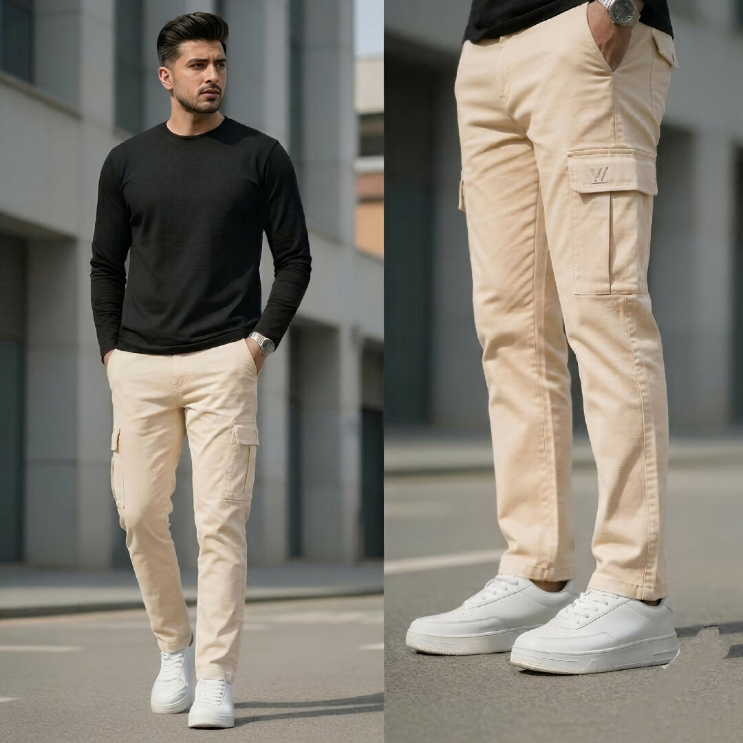 Premium 6 Pocket Cotton Lycra Cargo Trousers Ultra Stretchable