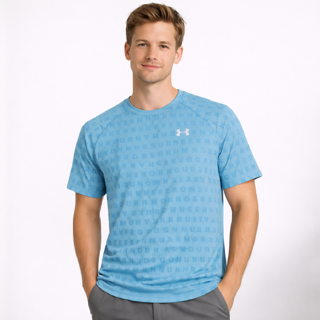 Mens Dry Fit Performance T Shirt Aqua Blue