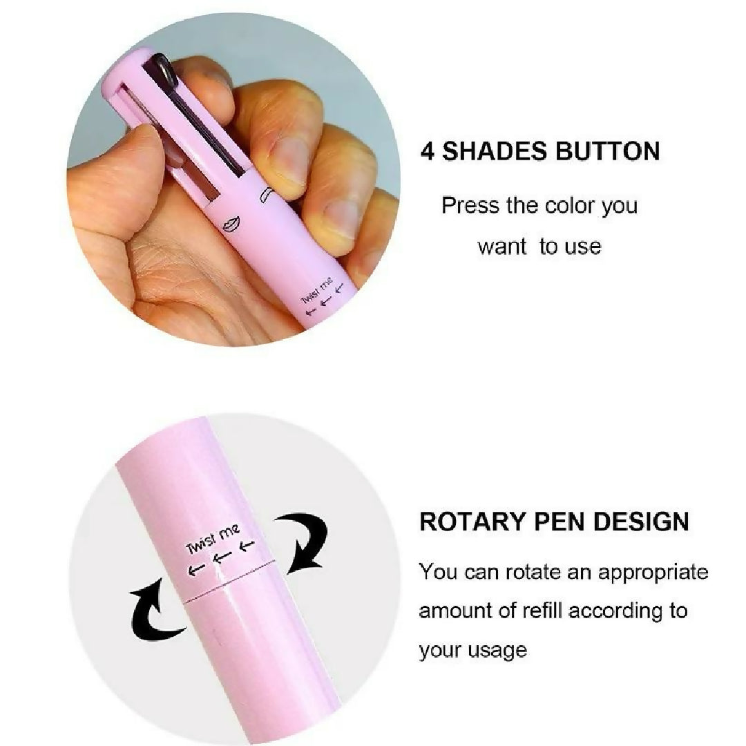 Multi-effect 4 In 1 Eyeliner Eyebrow Pencil Contour Pen Long Lasting Waterproof for Girls - Eyeliner Lipstick Highlighter Brow Liner All In One - Random Color
