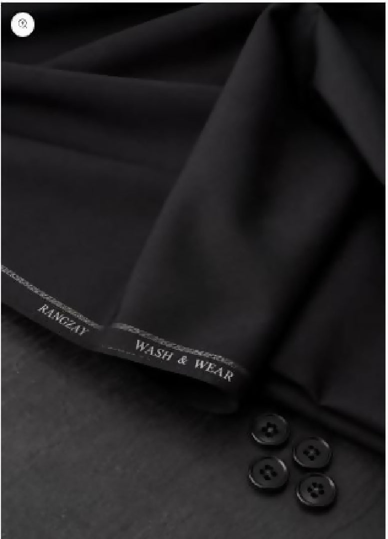 Midnight Black Wash n Wear unstitched four meter fabric