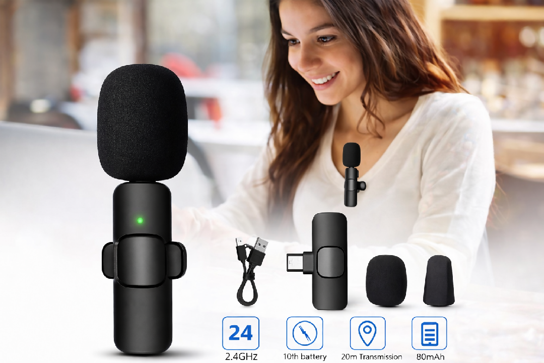 K8 Wireless Collar Microphone Type C Android Supported Noise Reduction Vlogging YouTube Podcast Mic