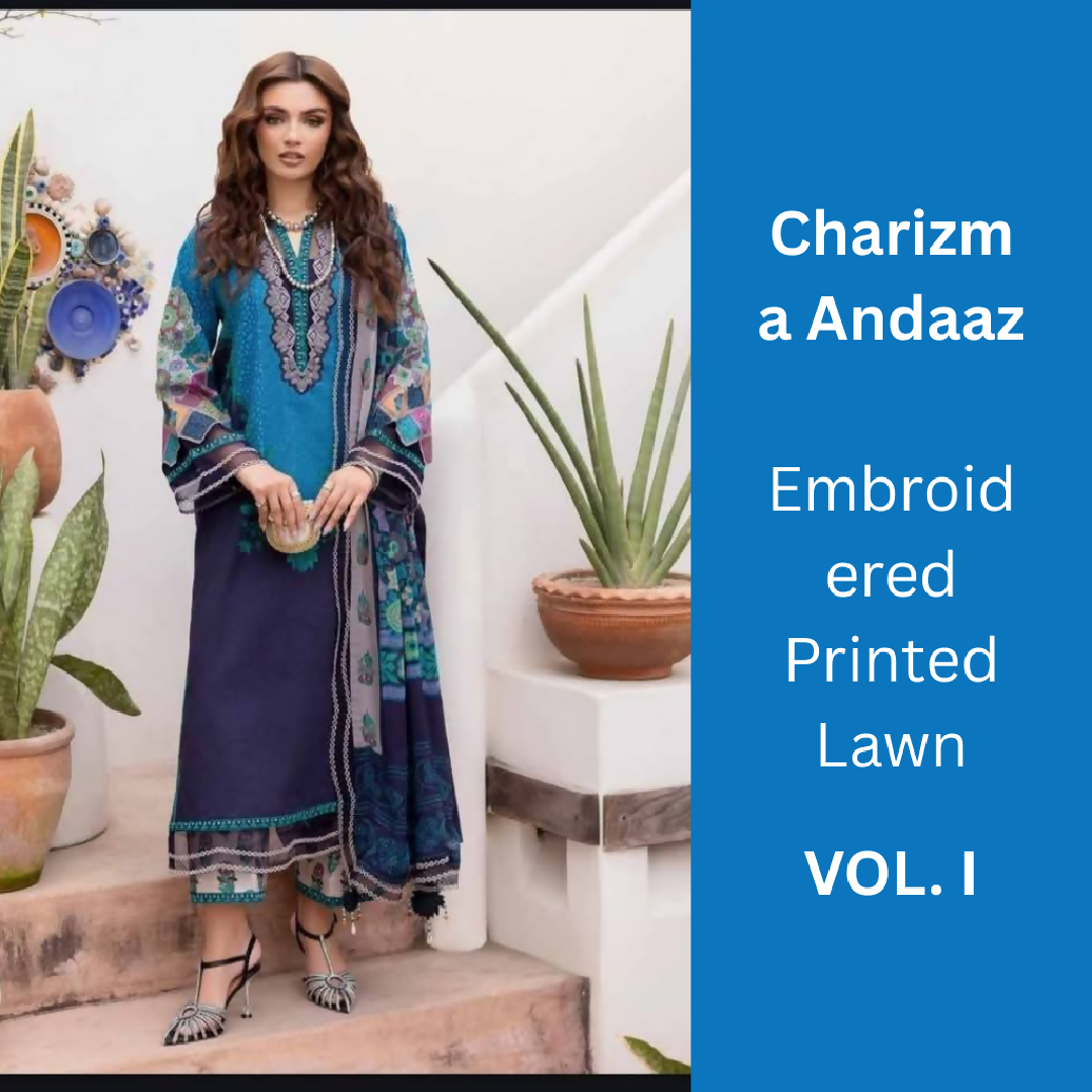 𝐂𝐡𝐚𝐫𝐢𝐳𝐦𝐚 𝐀𝐧𝐝𝐚𝐚𝐳 𝐕𝐨𝐥 𝟏 𝐄𝐦𝐛𝐫𝐨𝐢𝐝𝐞𝐫𝐞𝐝 𝐏𝐫𝐢𝐧𝐭𝐞𝐝 𝐋𝐚𝐰𝐧 𝐒𝐮𝐢𝐭 𝐰𝐢𝐭𝐡 𝐄𝐦𝐛𝐫𝐨𝐢𝐝𝐞𝐫𝐞𝐝 𝐂𝐡𝐢𝐟𝐟𝐨𝐧 𝐃𝐮𝐩𝐚𝐭𝐭𝐚 (𝟑-𝐏𝐢𝐞𝐜𝐞)