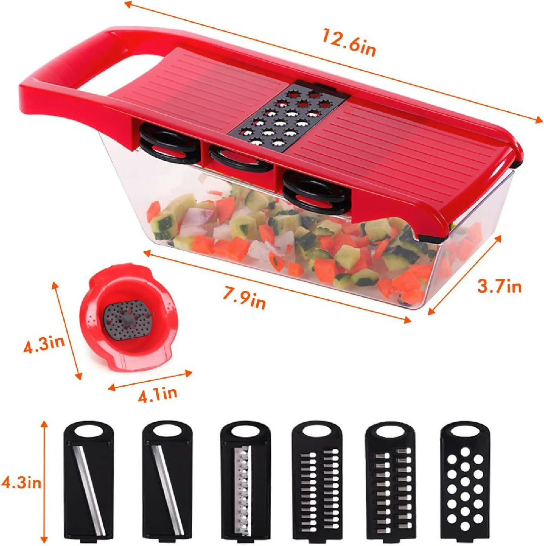10 in 1 Multi Function Vegetable and Fruit Chopper Mandoline Slicenion Potr Oato Cheese Shredder Salad Spiralizer Cutter Veggie Grater Dicer Artifact with Vegetable PeelerHand Guard and Container