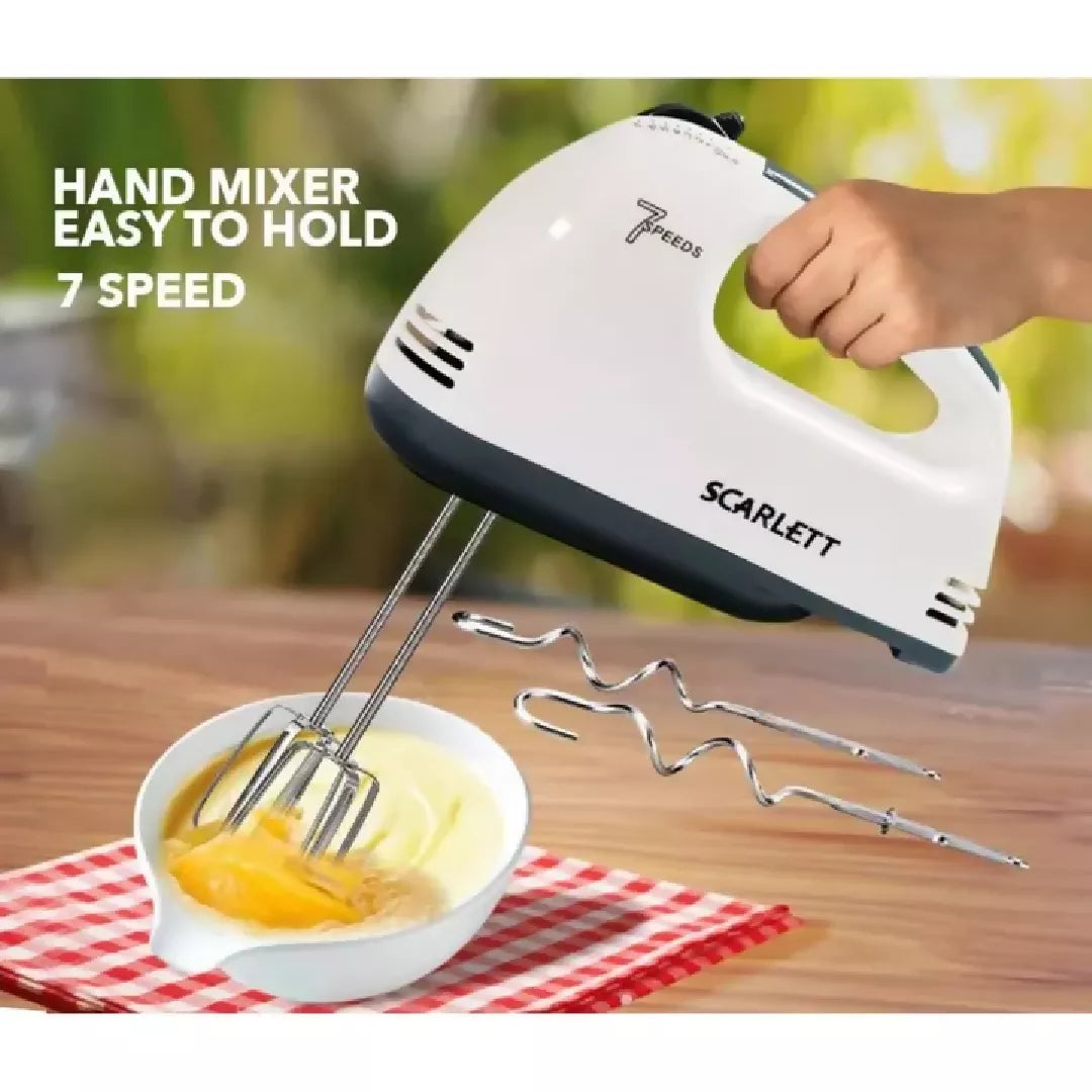 Scarlett 7 Speed Electric Hand Mixer Egg Beater 180W High Power Blender for Baking